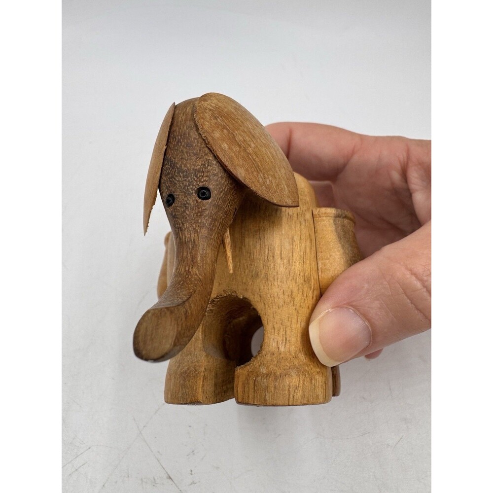 Vintage Teak Carved Elephant Toothpick Holder